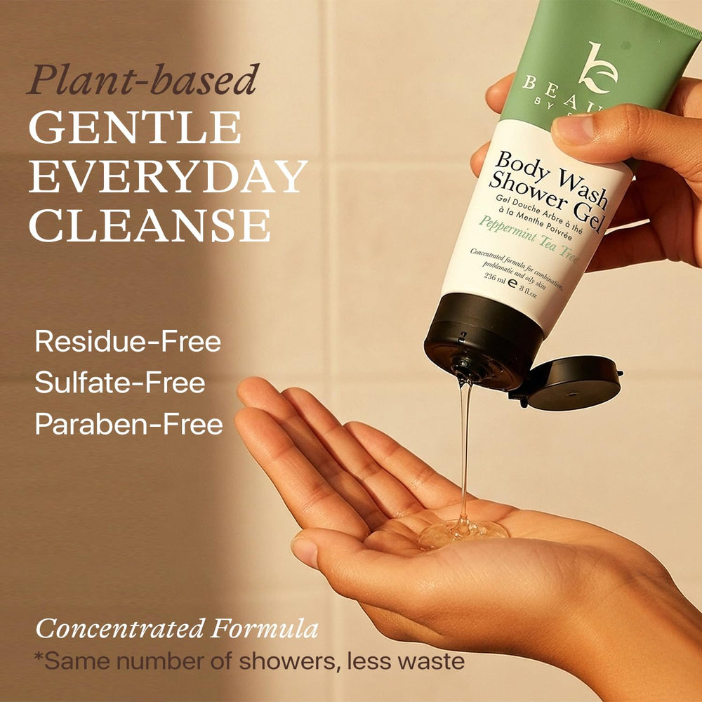 Beauty by Earth label closeup emphasizes USA-made and clean ingredients.