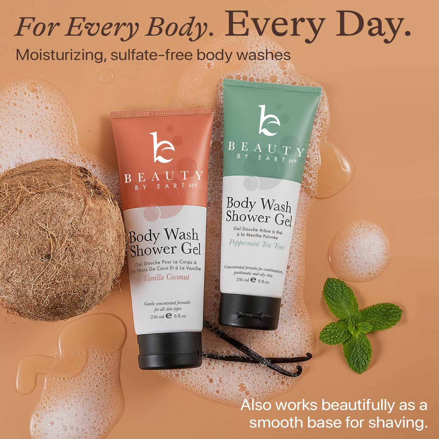 Beauty by Earth packaging image shows minimal, eco-conscious bottle design.