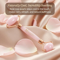 Beauty by Earth Rose Quartz Face Roller closeup showing smooth stone