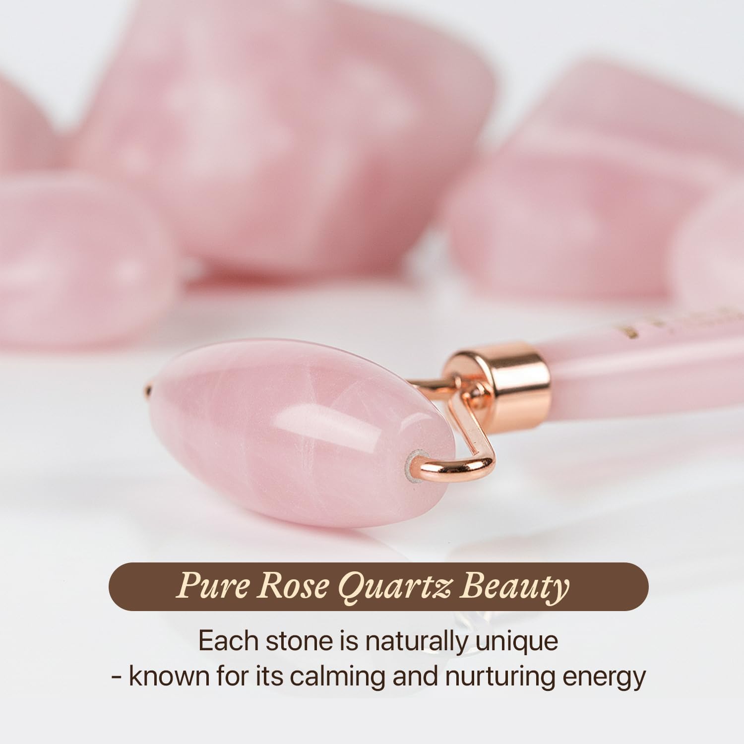 Beauty by Earth Rose Quartz Face Roller with ergonomic, comfortable handle