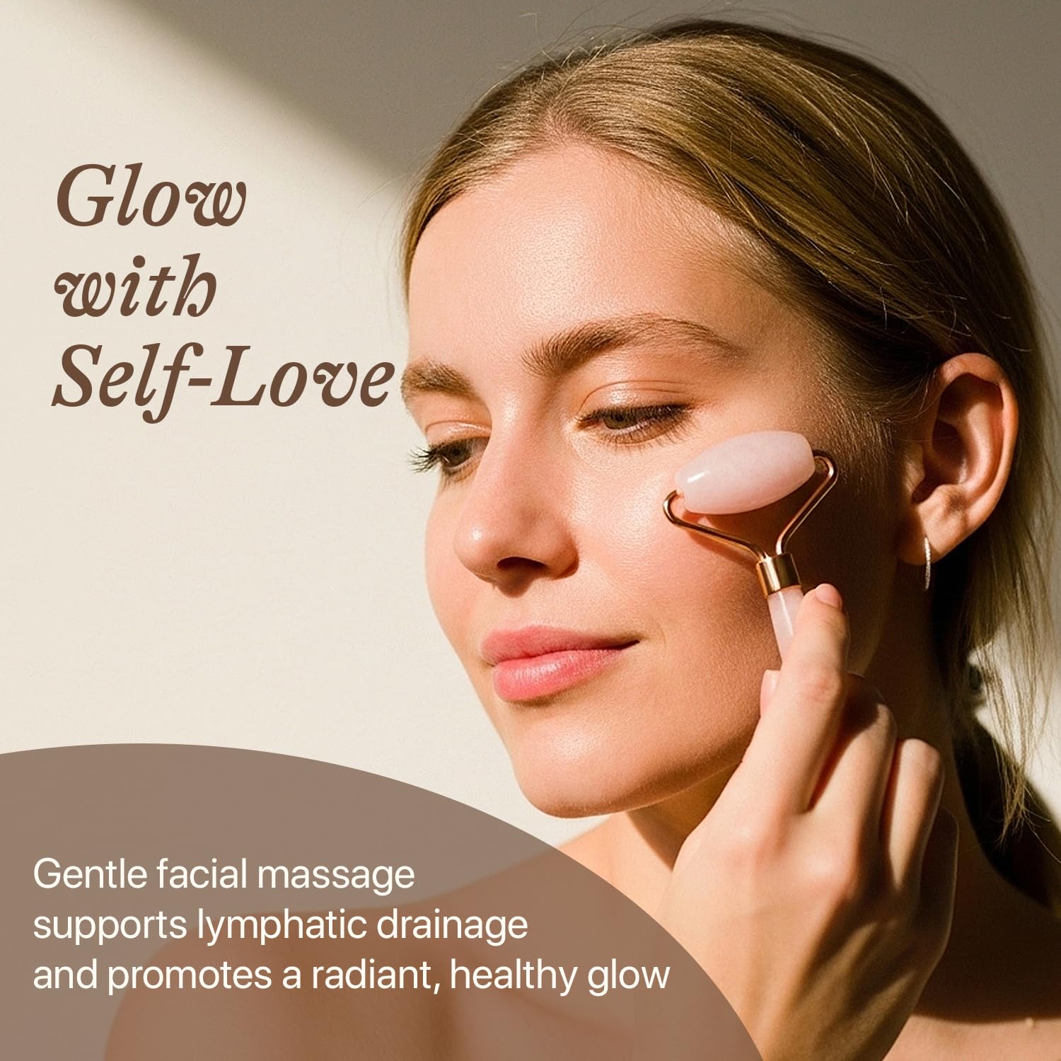 Beauty by Earth Rose Quartz Face Roller with serum for enhanced absorption