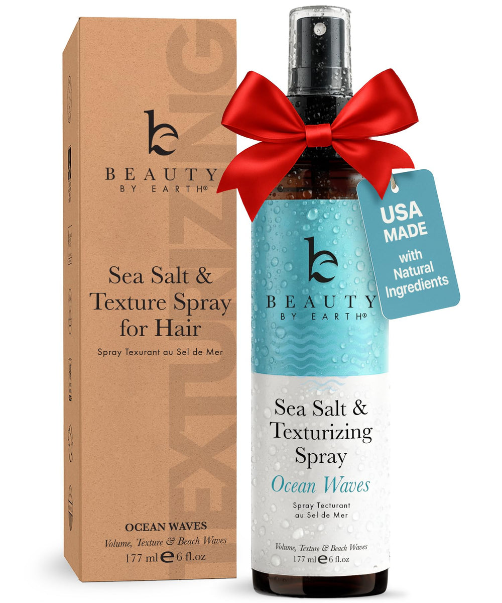 Beauty by Earth sea salt spray bottle for light beachy texture and volume.
