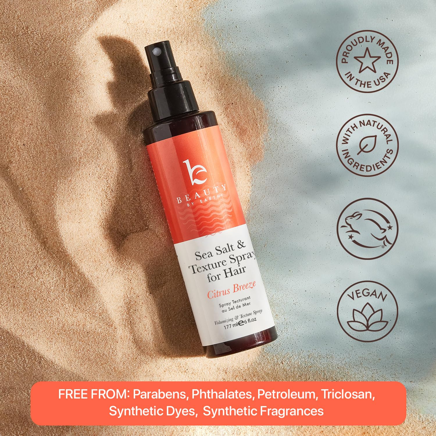 Beauty by Earth sea salt spray bottle with aloe vera for hydration and shine