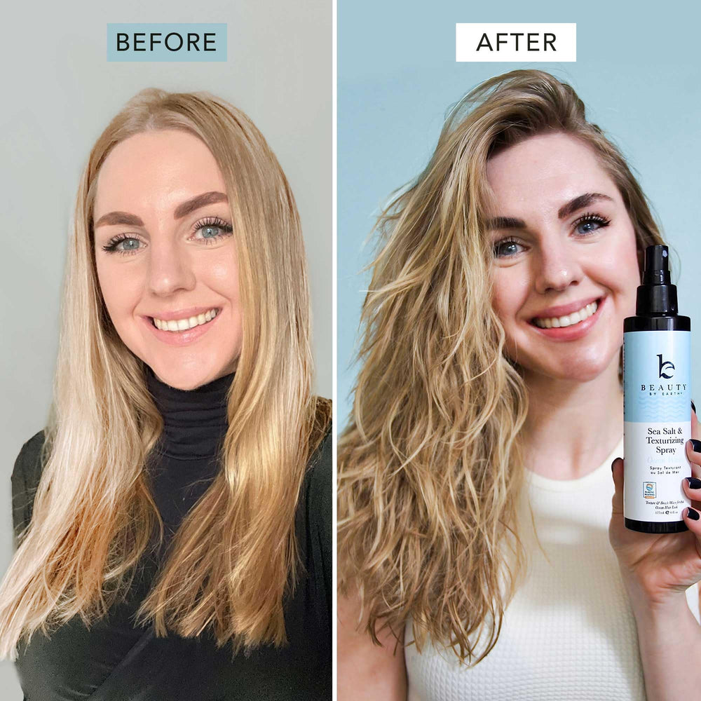 Hair with natural textured waves and added volume from sea salt spray.