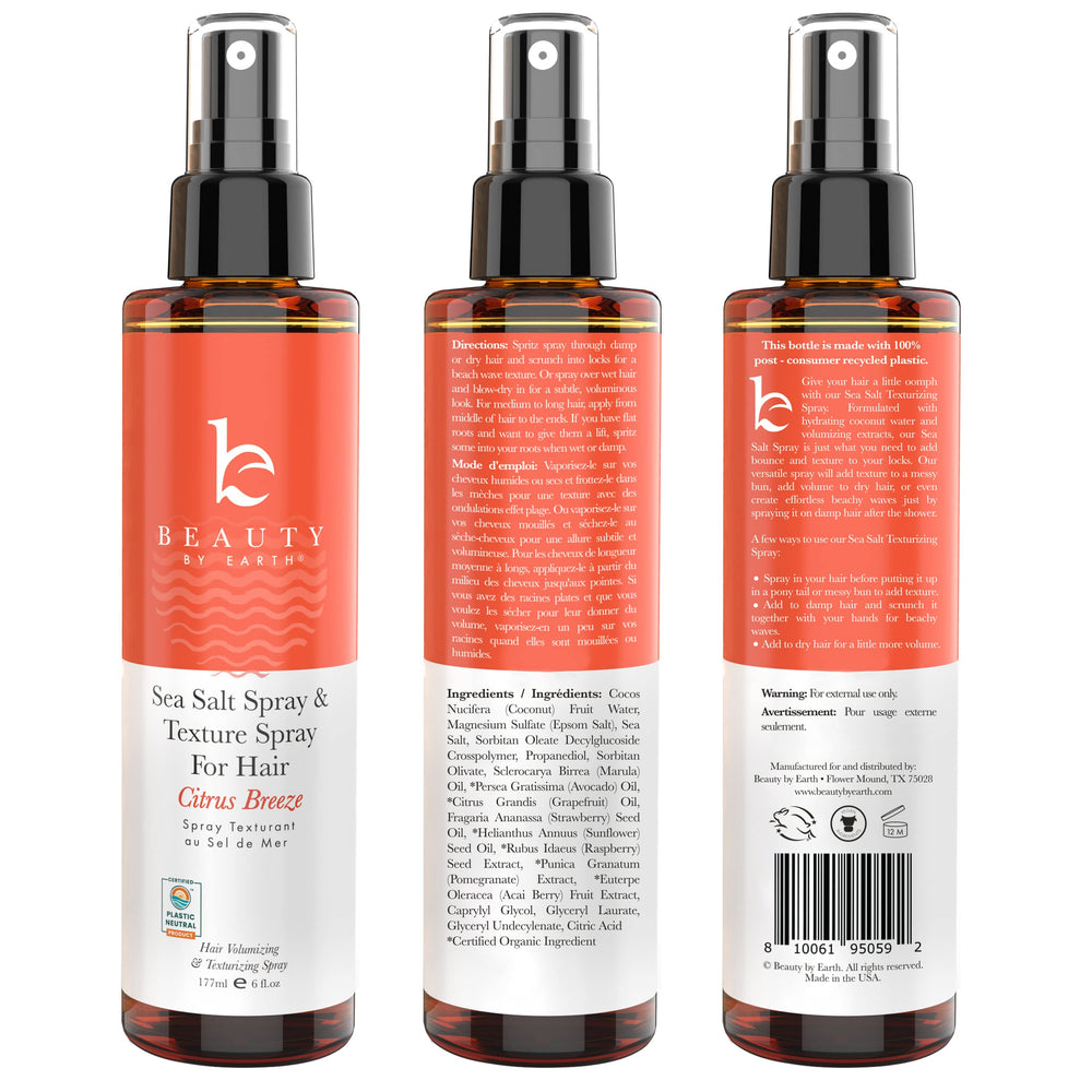 Beauty by Earth sea salt spray complements dyed hair with soft, hydrated texture