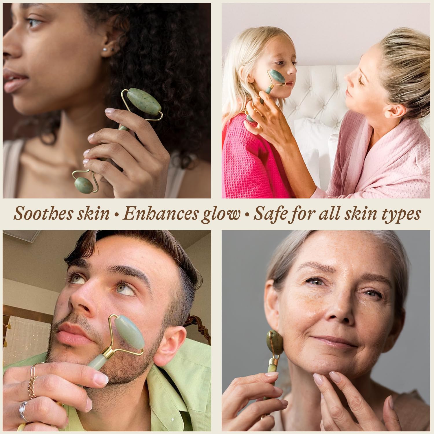 Beauty by Earth self-care routine with jade roller as a spa-at-home tool