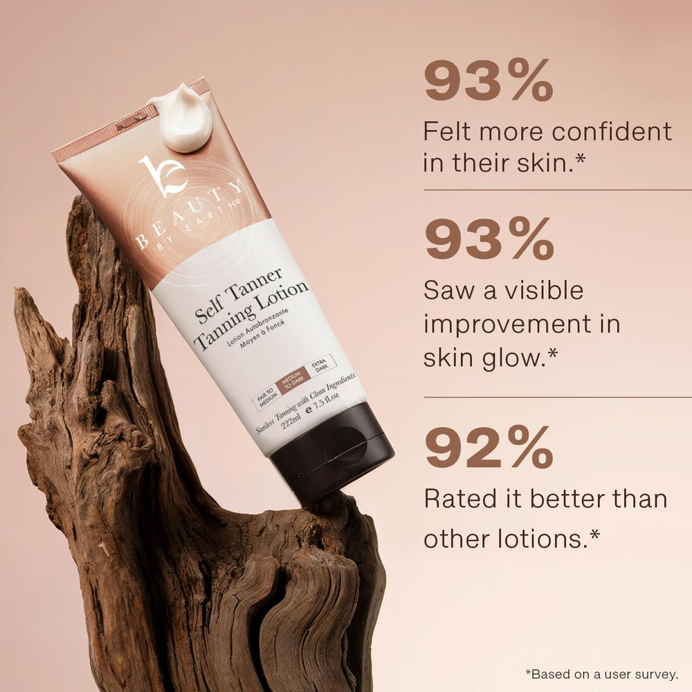 Beauty by Earth Self Tanner aloe-shea-butter image emphasizes skin-nourishing ingredients.