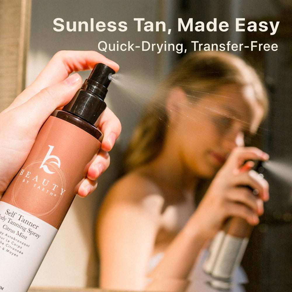 Beauty by Earth dye-free-ingredients label signals toxin-free tanning option