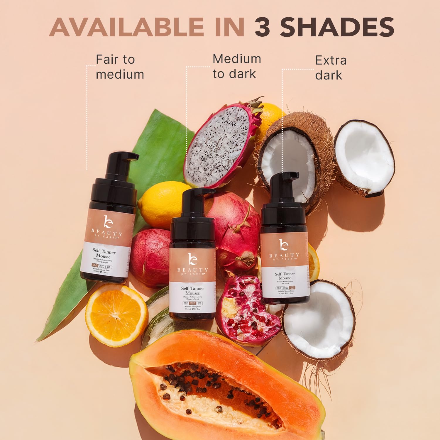 Beauty by Earth Self Tanner Mousse natural glow ideal for hands and face.