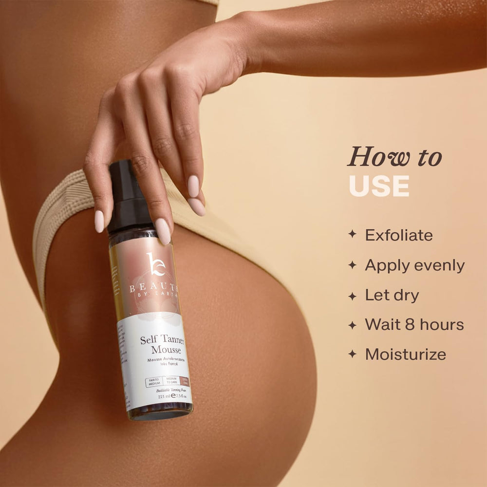 Beauty by Earth Self Tanner Mousse smooth-spread foam on skin