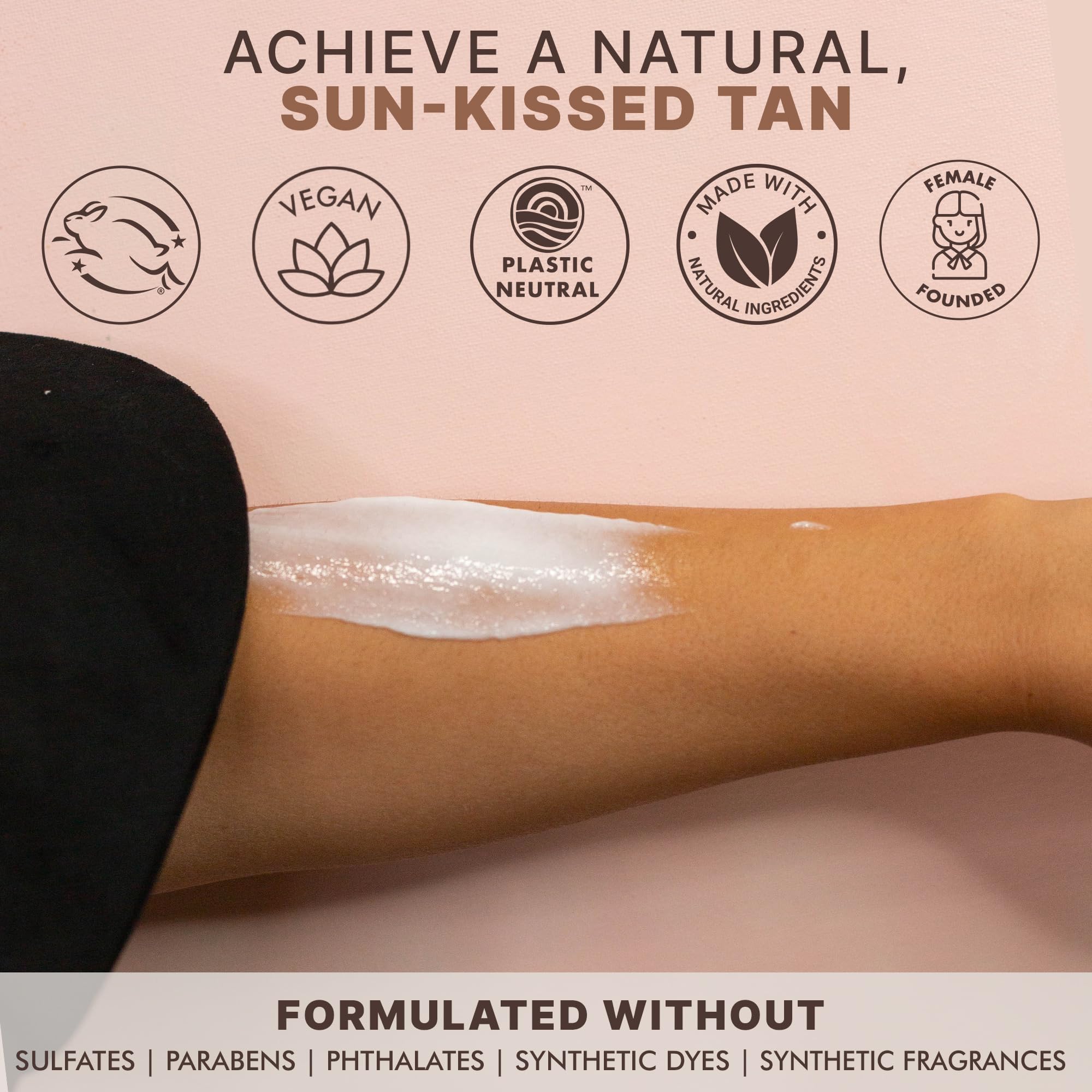 Beauty by Earth Self Tanner streak-free-glow ensures natural-looking tint without orange hues.