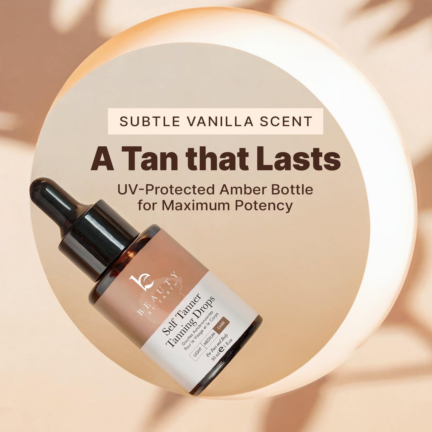 Beauty by Earth self tanning drops no-odor glow on skin