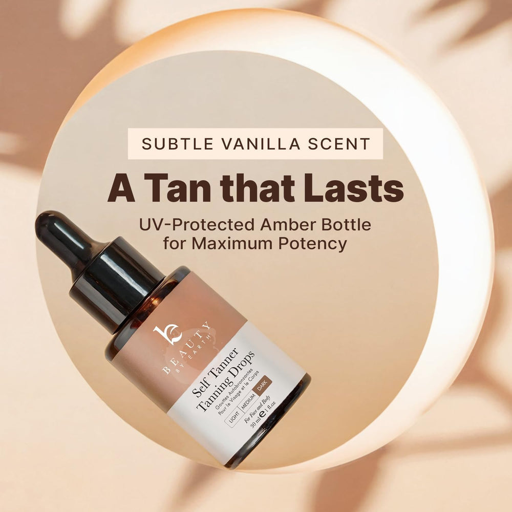 Beauty by Earth self tanning drops no-odor glow on skin