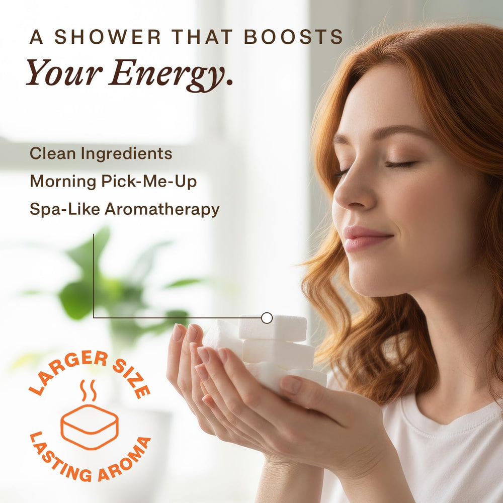 Beauty by Earth shower steamer in use delivers energizing citrus aroma.