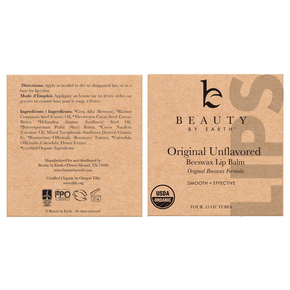 Beauty by Earth USA-made lip balm for daily care routines.