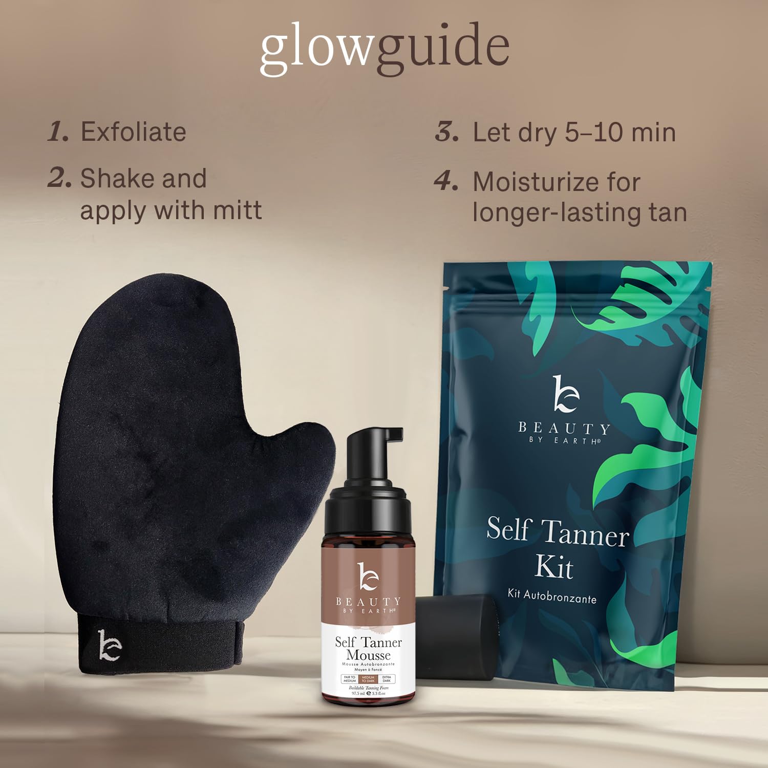 Beauty by Earth USA-made bottle highlighting natural ingredients for extra skin hydration.