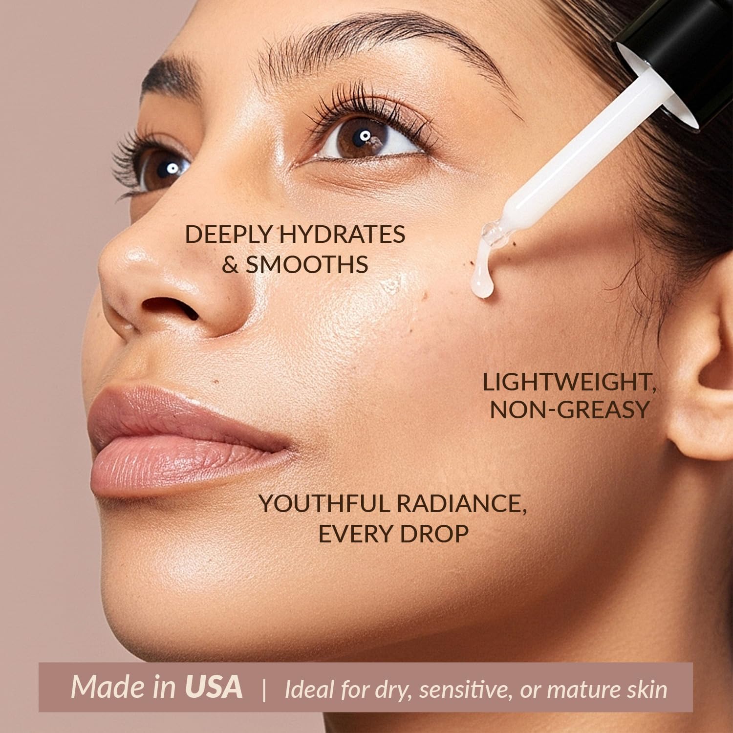 Beauty by Earth USA-made badge on bakuchiol serum bottle reinforces trusted small-batch skincare