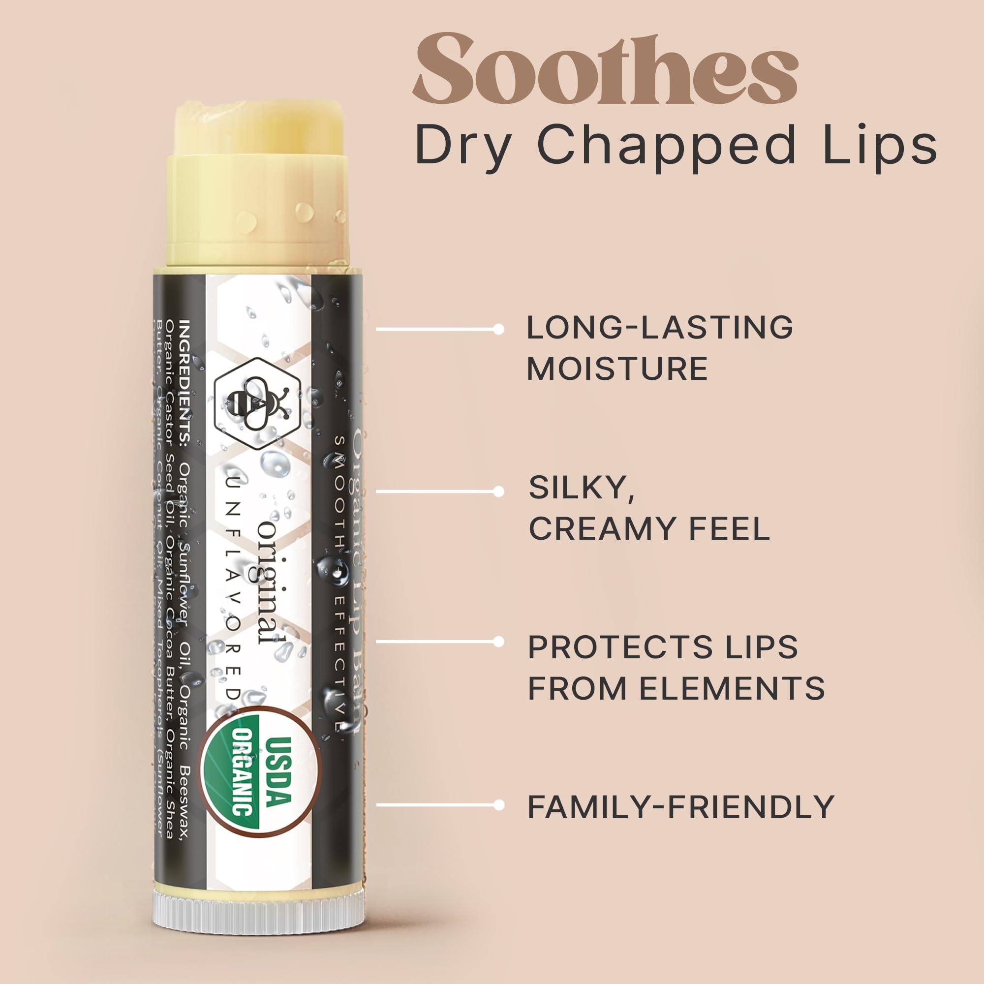 Beauty by Earth USDA organic ingredients displayed with natural hydration benefits.