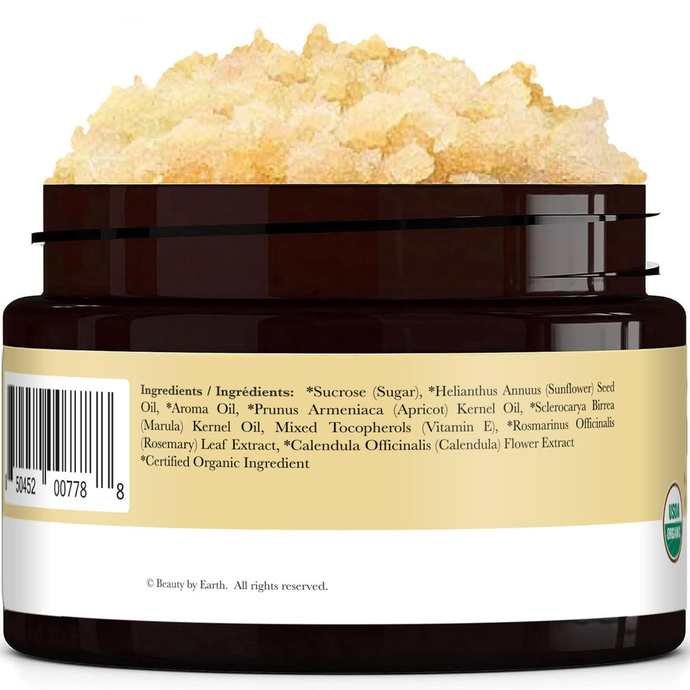 Beauty by Earth Vanilla Coconut Body Scrub for dry skin provides gentle moisture.