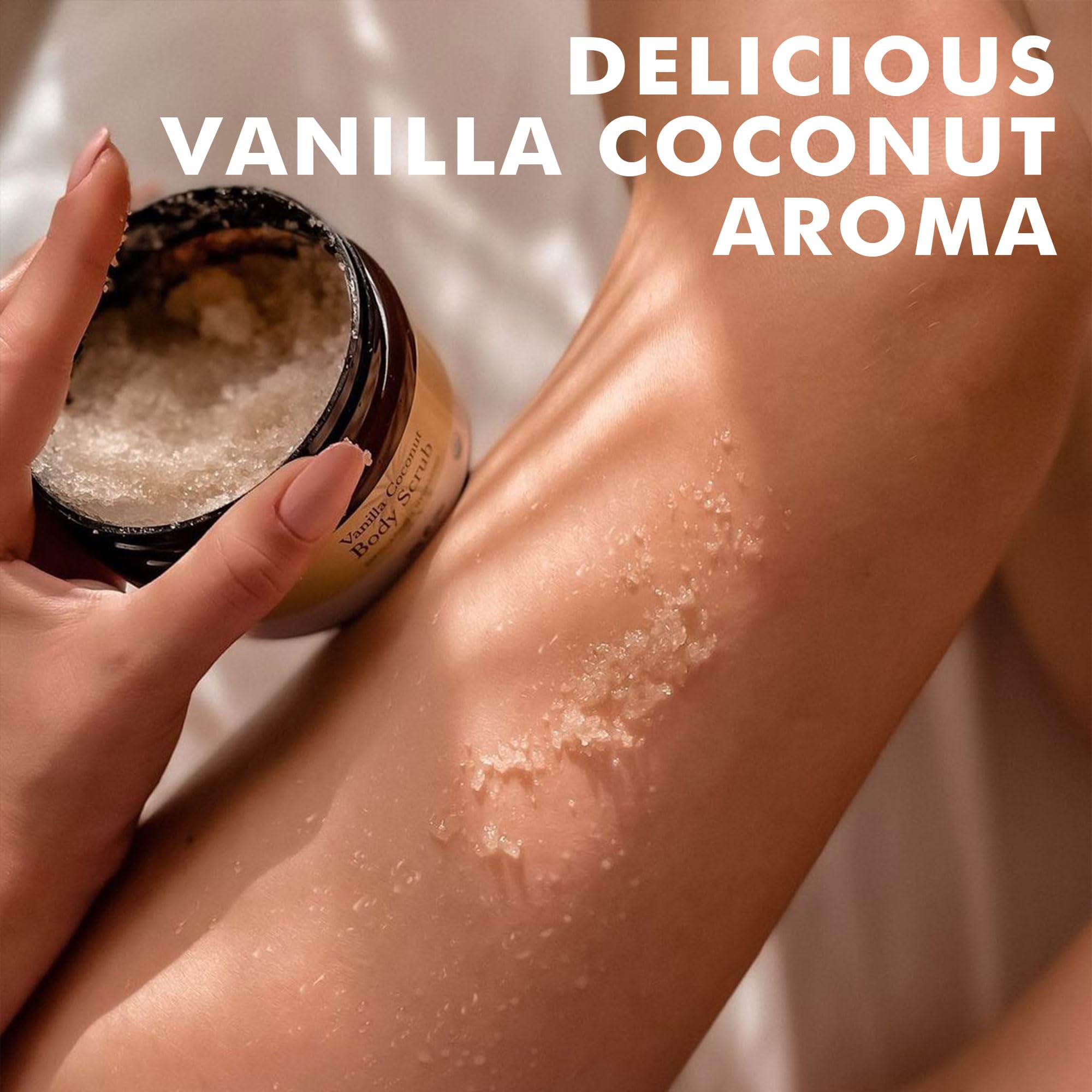 Beauty by Earth Vanilla Coconut Body Scrub USA made label highlights local production.