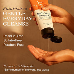 Beauty by Earth vanilla coconut shower gel lather demonstrates rich cleansing without drying