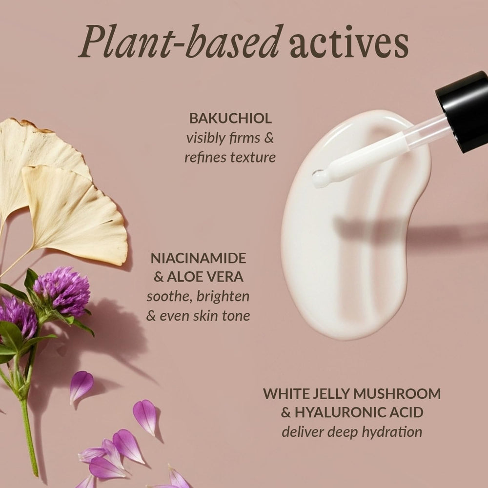 Beauty by Earth vegan cruelty-free icon accompanies bakuchiol serum packaging