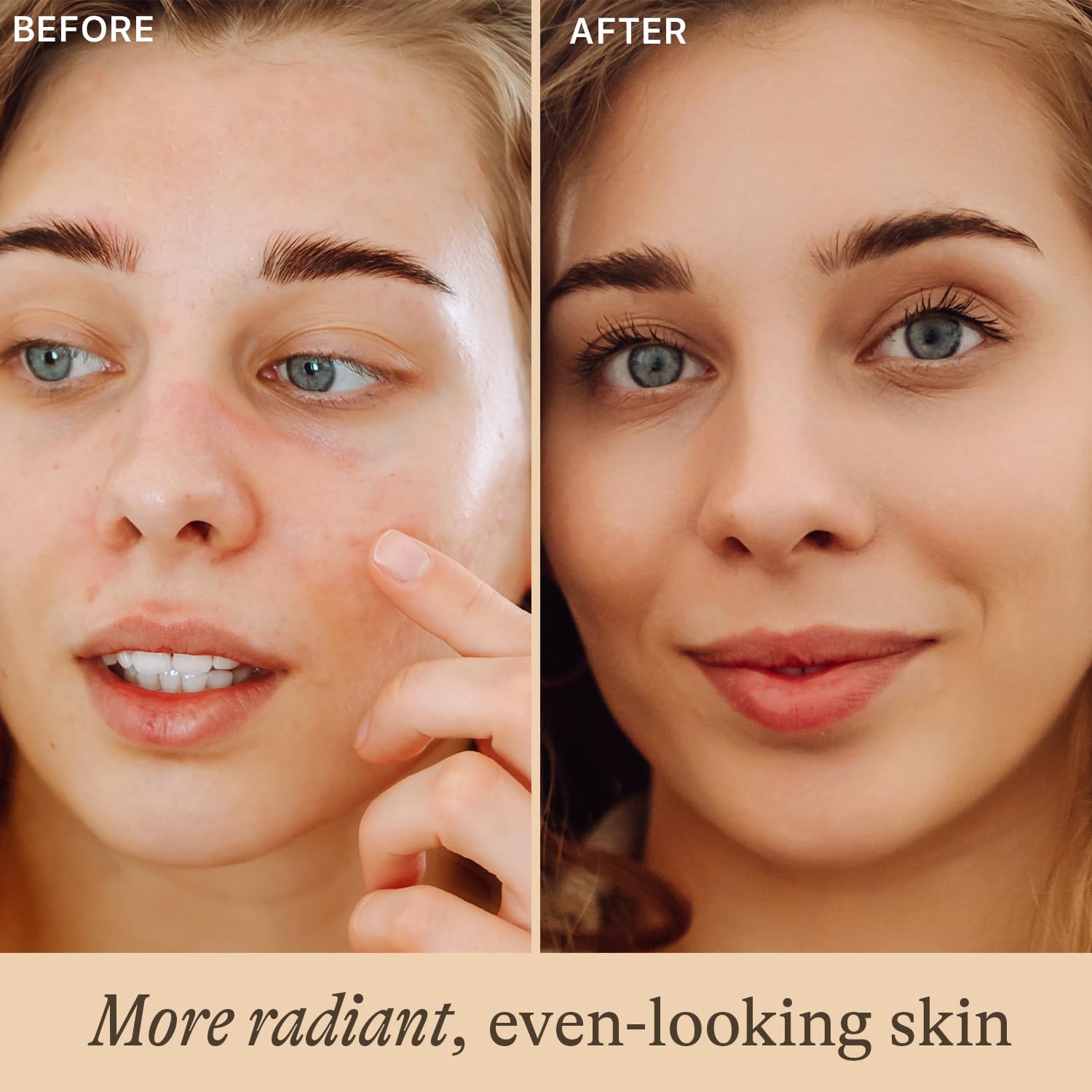 Beauty by Earth Vitamin C serum dropper pour indicating brightening application.