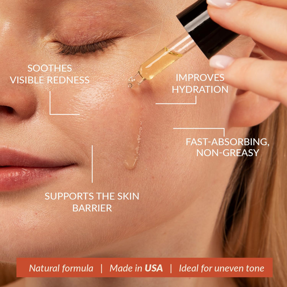 Beauty by Earth Vitamin C serum glass bottle on vanity for daily brightening routine.