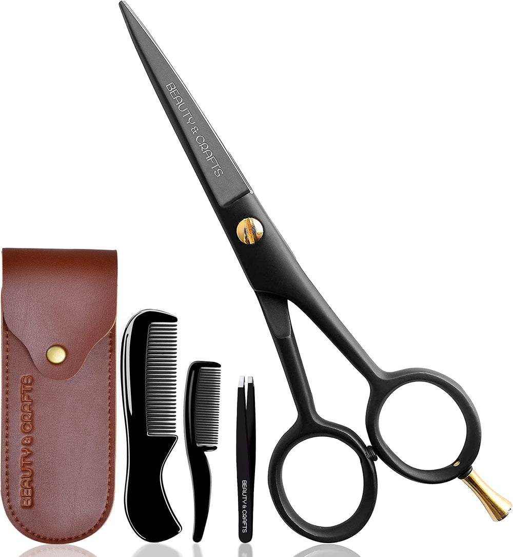 Beauty & Crafts beard scissors front view for precise trimming and comfortable grip
