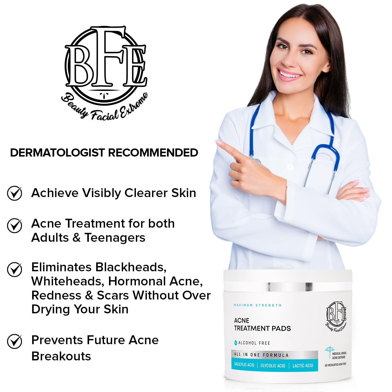Beauty Facial Extreme acne pad application demonstrates pore-clearing action for fresh-looking skin