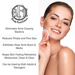 Beauty Facial Extreme acne pad face closeup reveals refreshed, hydrated skin after use