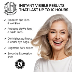 Beauty Facial Extreme Instant Eye Tightener cream swatch showing silky texture for soothing under-eye care