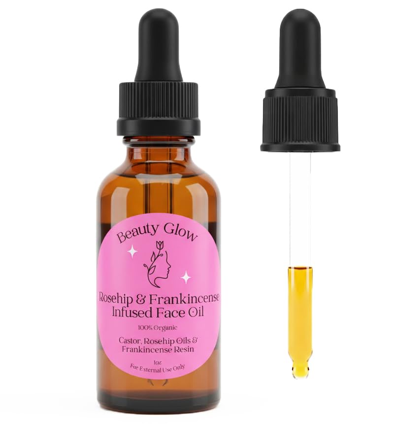 Beauty Glow frankincense resin infused face oil bottle for daily hydration and radiant skin.