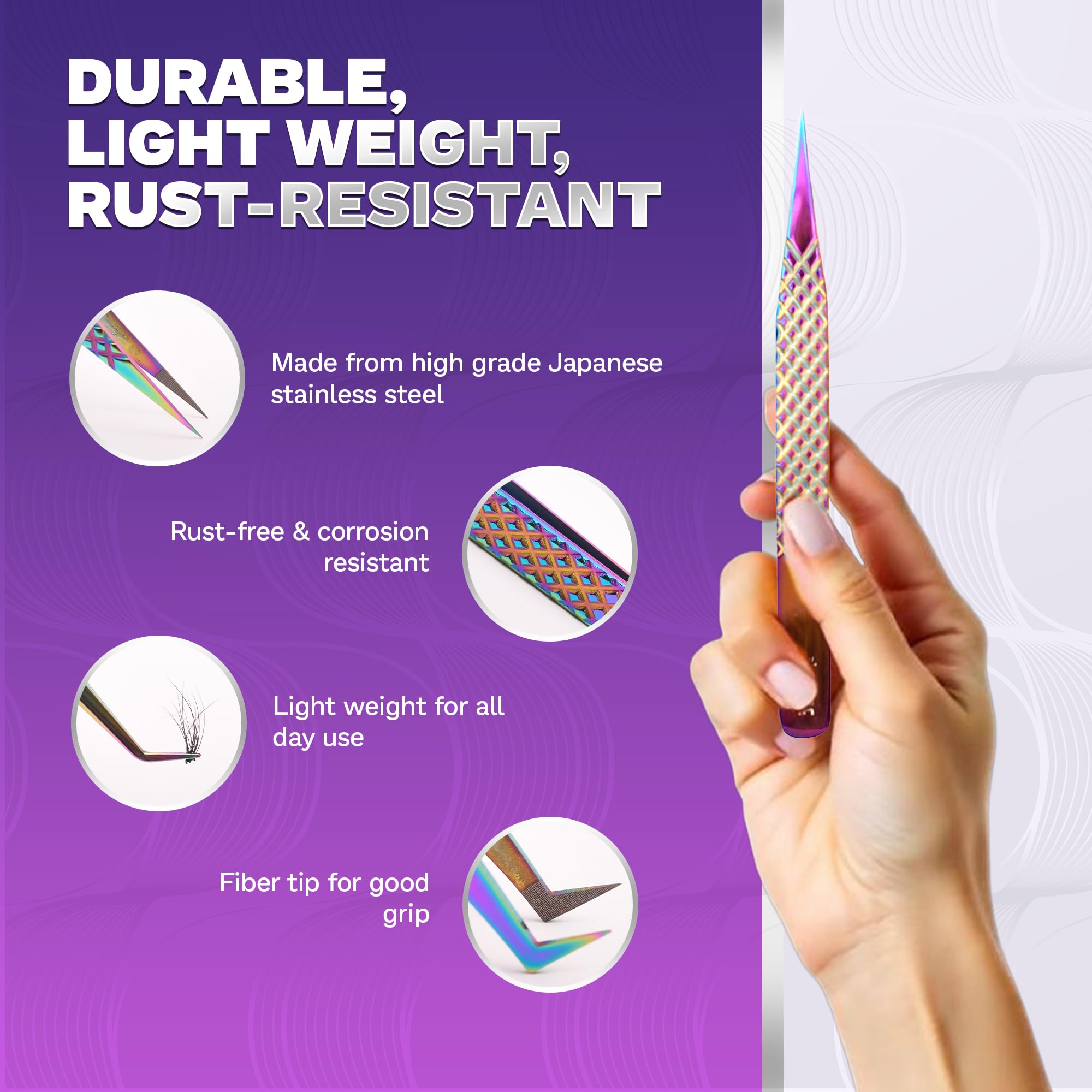 Image Beauty Insight fiber-tip tweezers in 45-degree angle for efficient lash isolation.