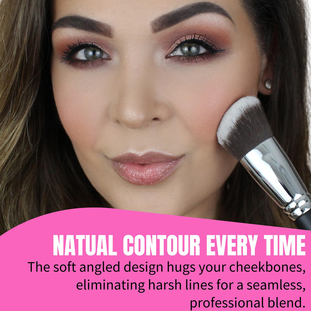 Beauty Junkees dense synthetic bristles ensure even product pickup and clean finish.
