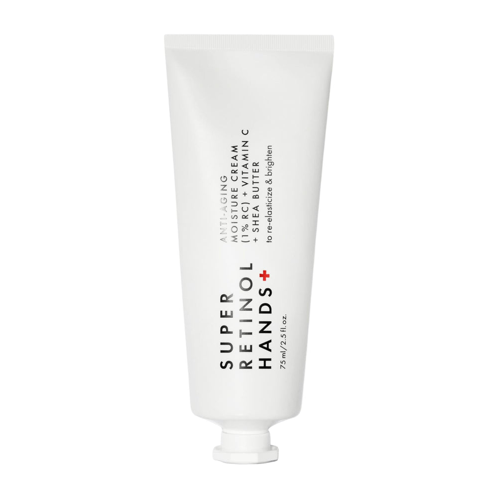 Beauty Pie Super Retinol Hand Cream bottle showcasing fragrance-free, deeply hydrating formula.