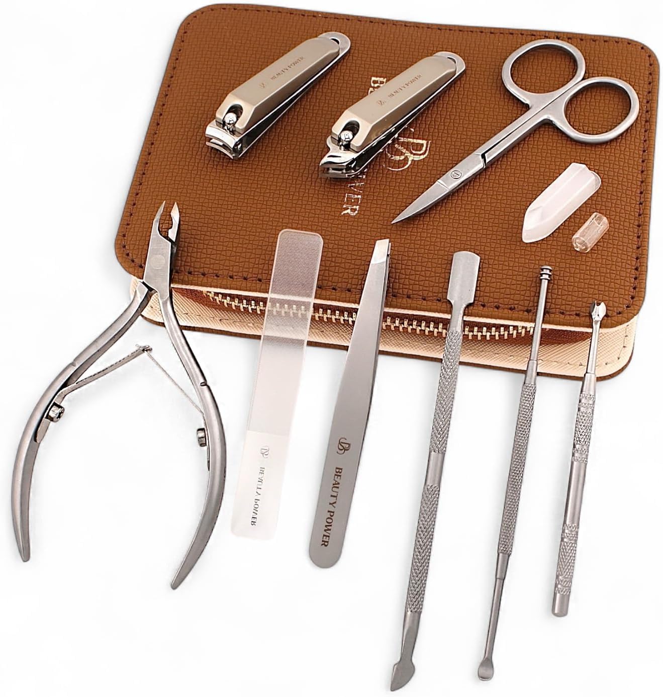 Beauty Power 9-in-1 nail clippers stainless steel delivering clean, precise cuts.