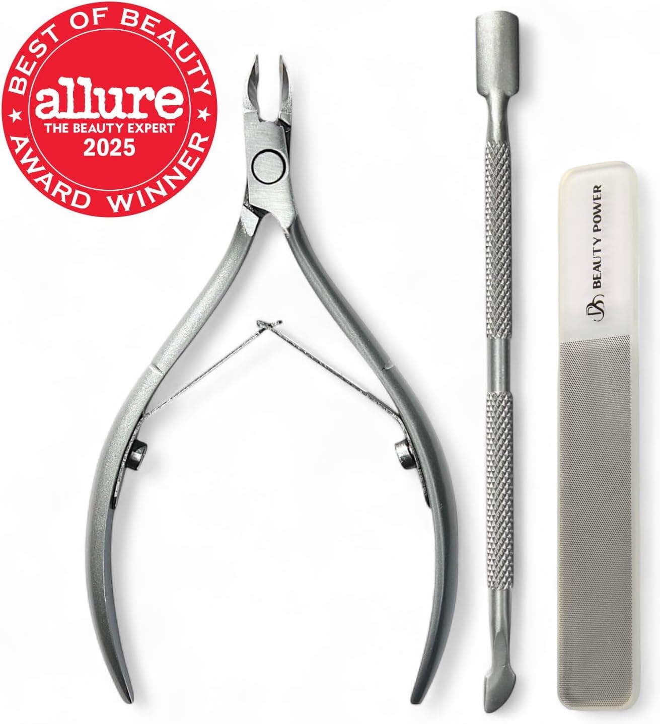 Beauty Power Cuticle Nipper closeup highlighting sharp professional trimming edge.
