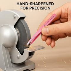 Beauty Power pink stainless steel tweezers ergonomic lightweight design