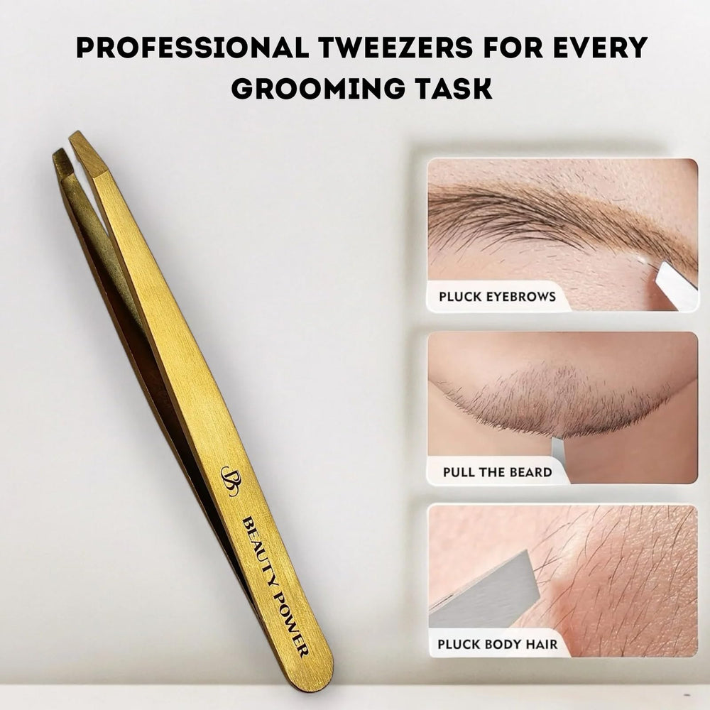 Beauty Power slant-tipped tweezers ideal for facial hair and ingrown hair removal