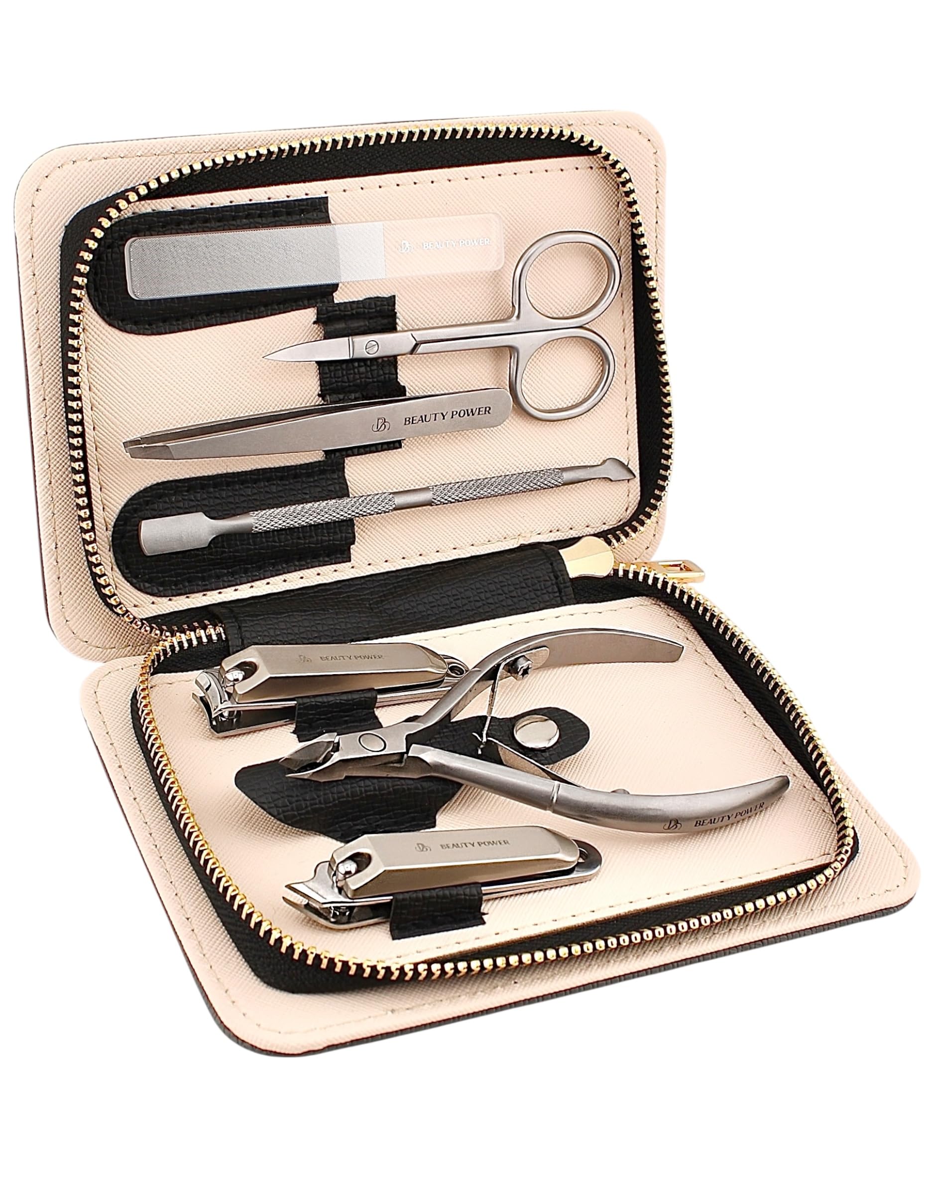 Beauty Power 7-in-1 set with case enables precise grooming at home.