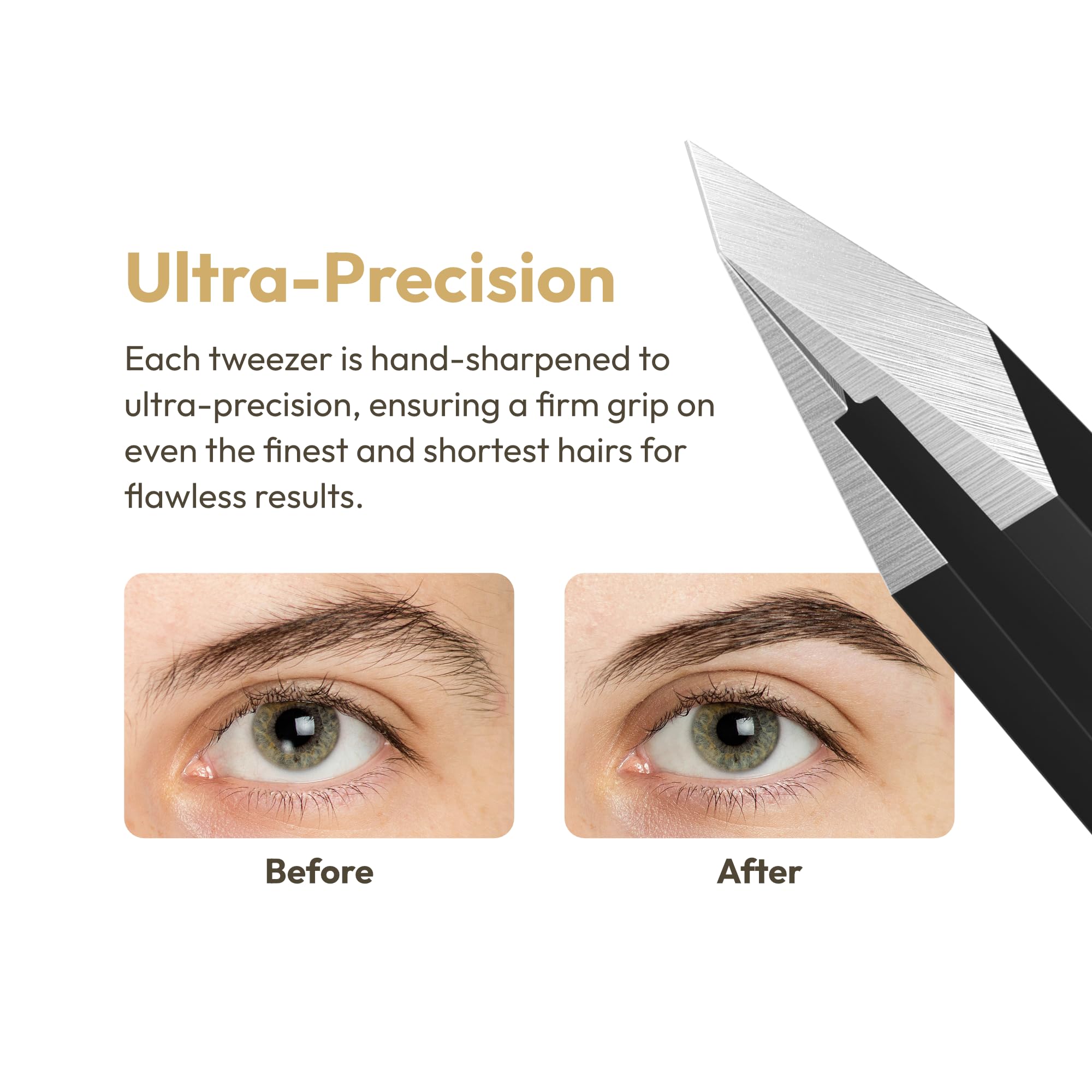 Beauty Power matte non-slip handle tweezers provide secure control during precision grooming