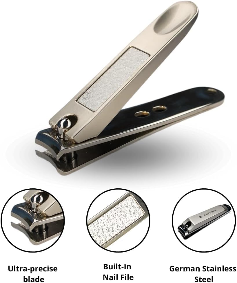 Beauty Power Nail Scissors for precise trimming without tearing nails.