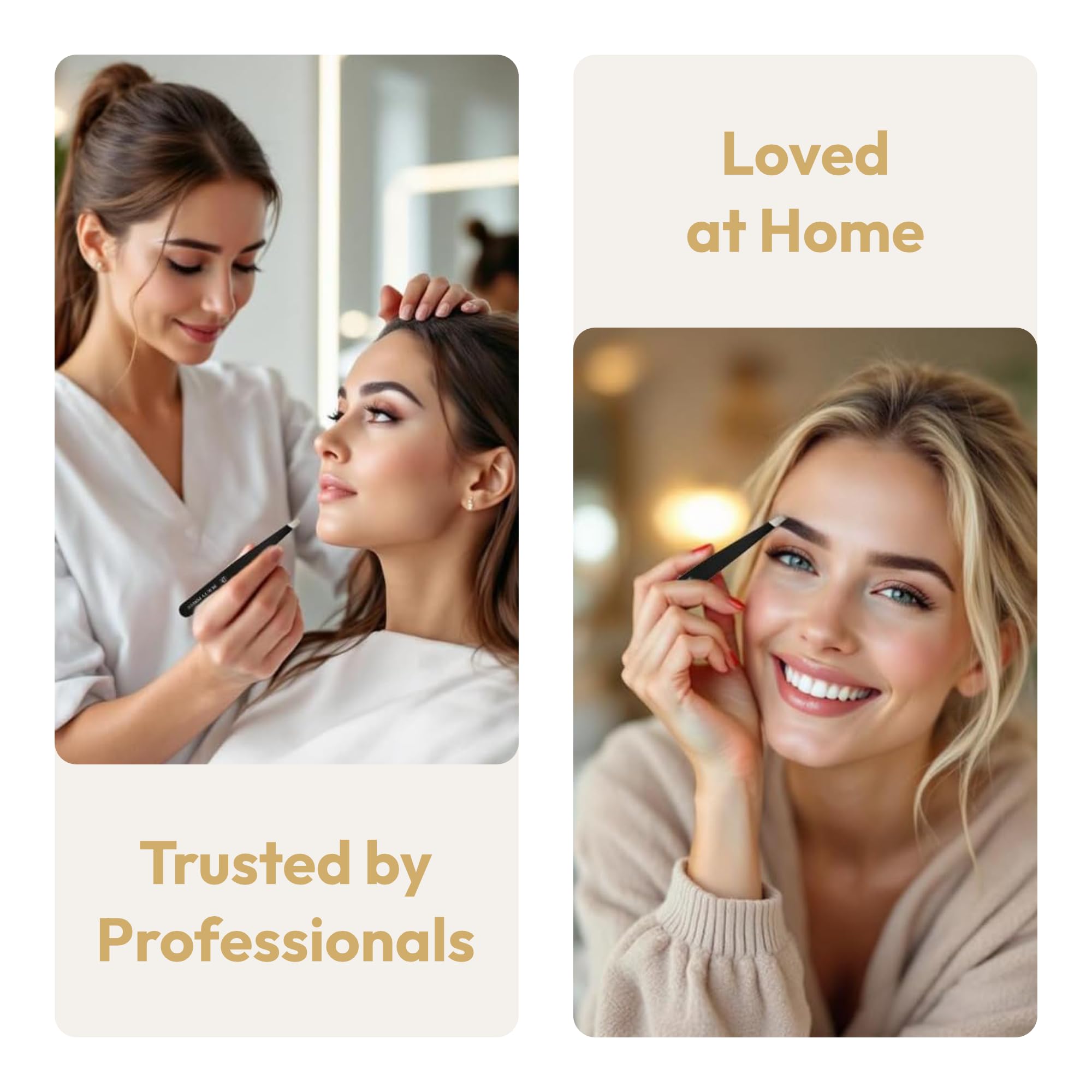 Beauty Power professional tweezers in use demonstrate precision and control for delicate hairs