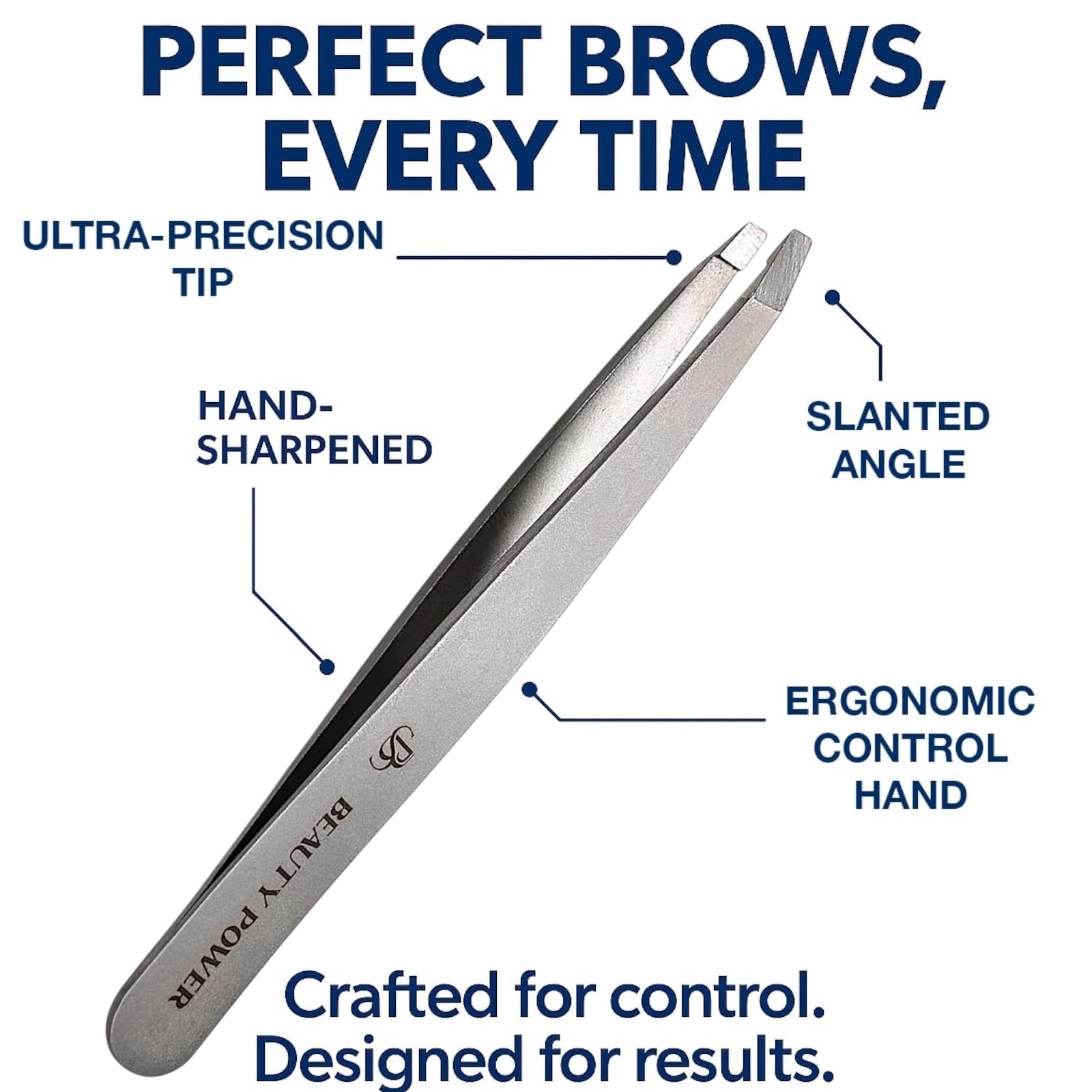 Beauty Power slant-tip close-up showing tip for accurate facial hair grooming.