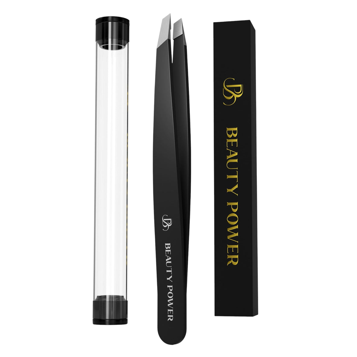 Beauty Power ultra-precision slant tweezers close-up for precise hair removal and flawless shaping