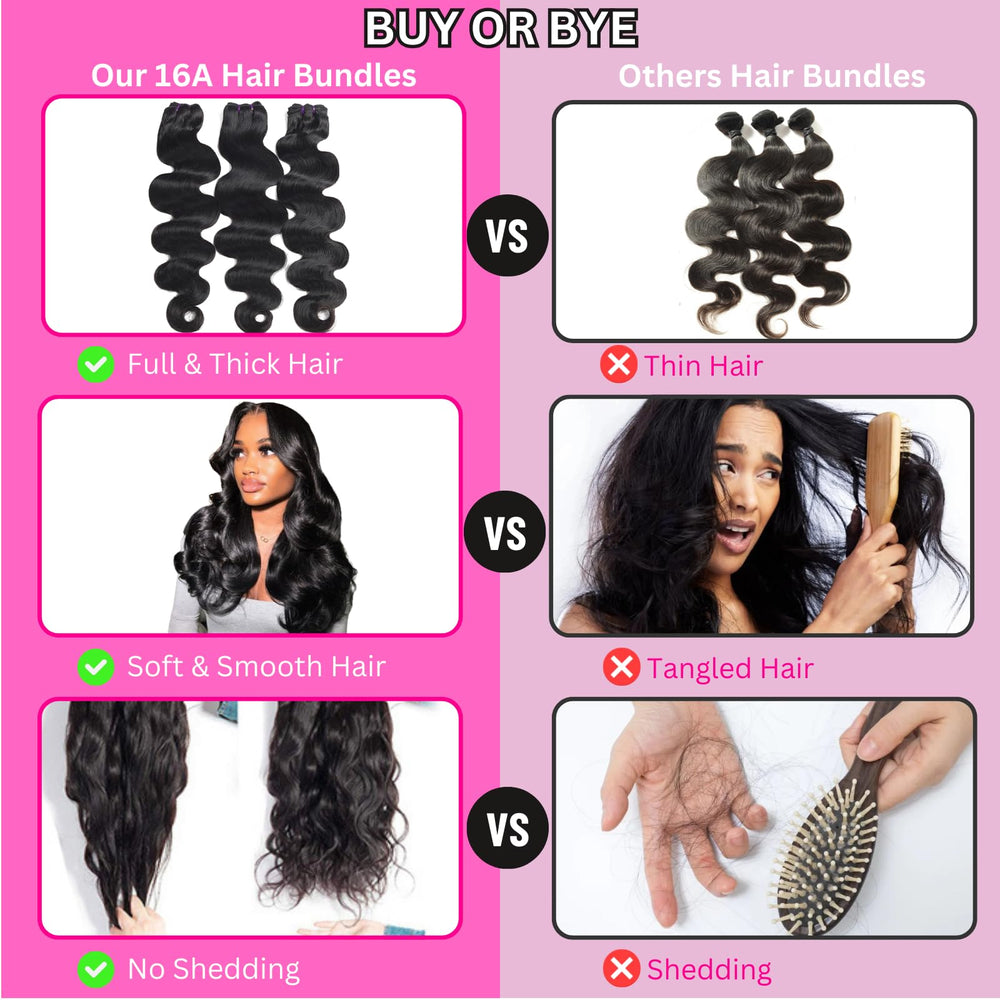 Beauty Queen 16A body wave bundles length closeup showcases true-to-length fibers for precise styling.