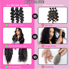 Beauty Queen 16A body wave bundles length closeup showcases true-to-length fibers for precise styling.