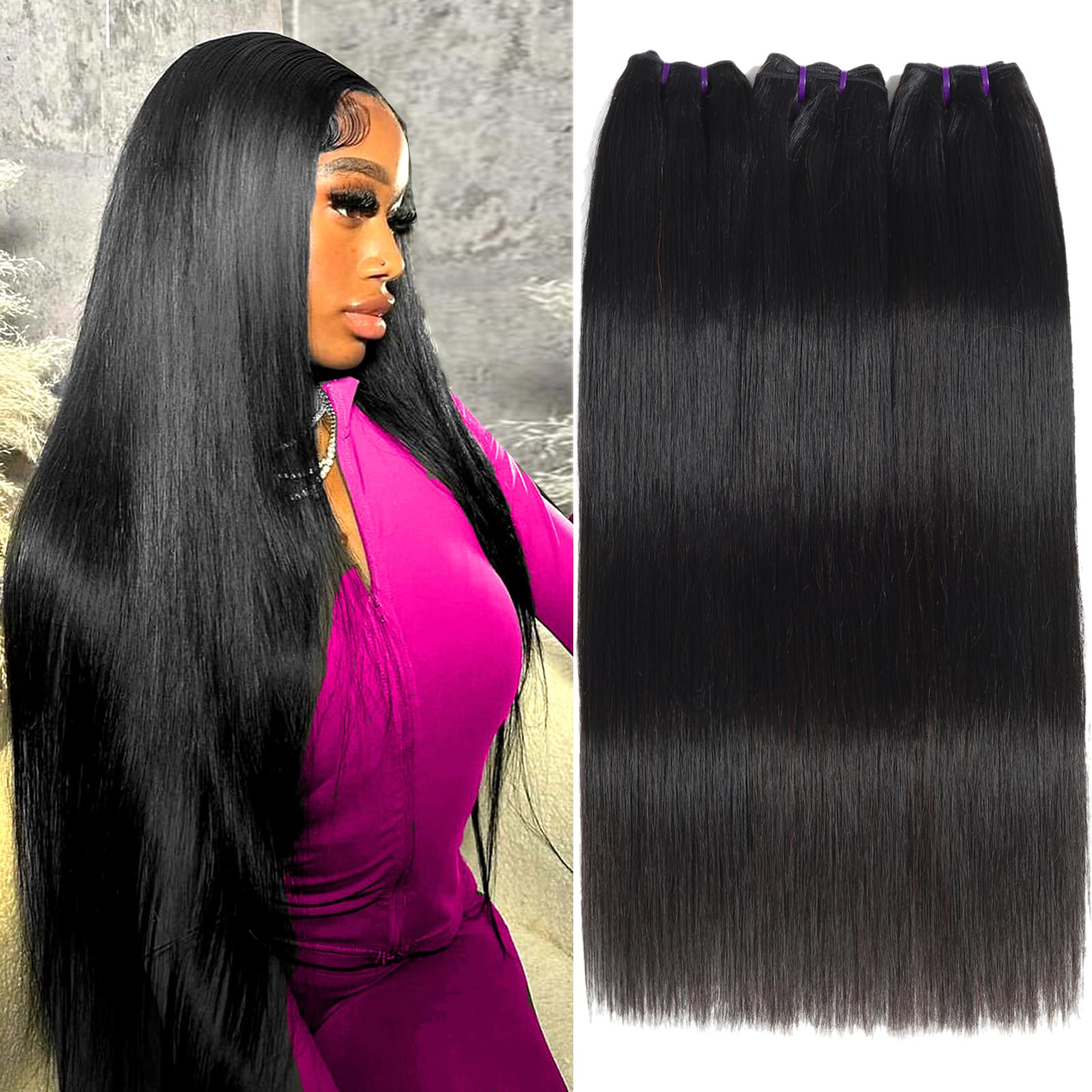 Beauty Queen 16A Brazilian straight bundles pack shows premium unprocessed hair for seamless blend