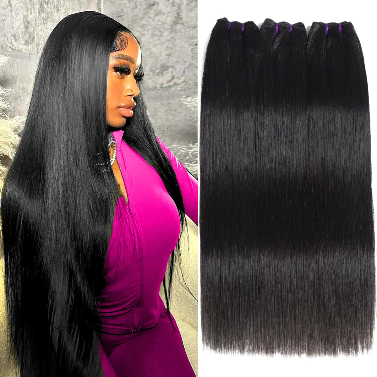 Beauty Queen 3 bundles straight 20in packaging shows seamless blend potential